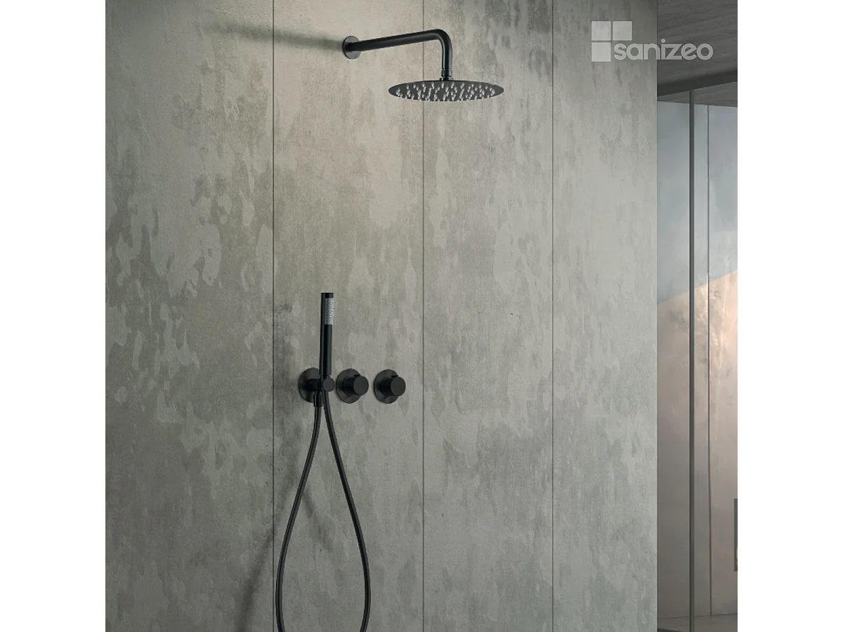 Colonne de Douche Encastrée avec Mitigeur Thermostatique noir mat anti-calcaire - Design Moderne - ASSEN IMEX