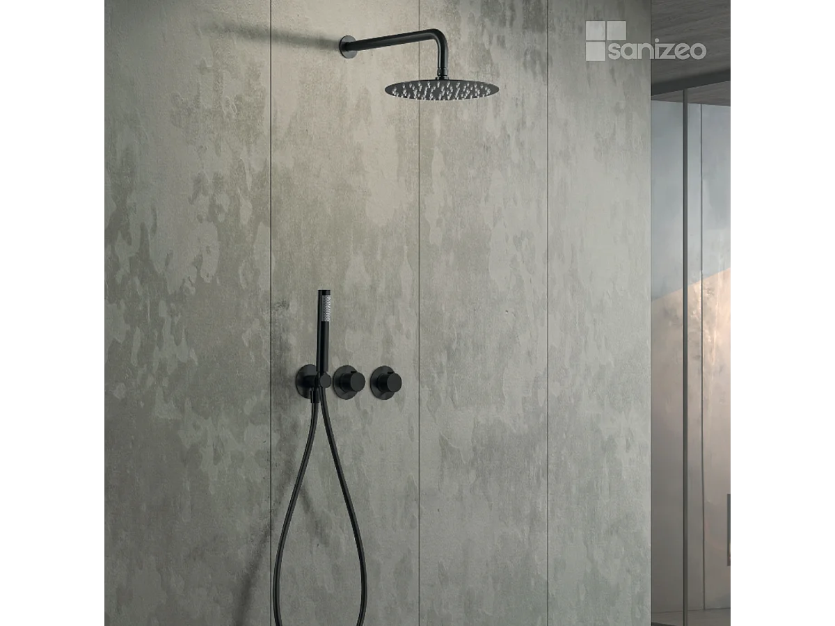 Colonne de Douche Encastrée avec Mitigeur Thermostatique noir mat anti-calcaire - Design Moderne - ASSEN IMEX