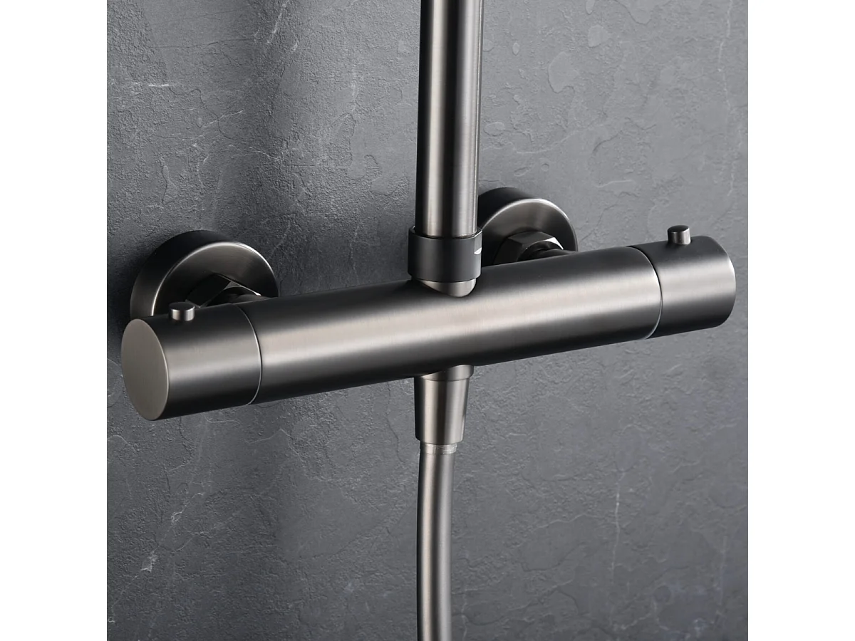 Colonne de Douche Thermostatique Anti-Calcaire Black Gun Métal IMEX MONZA BTM039/BGM