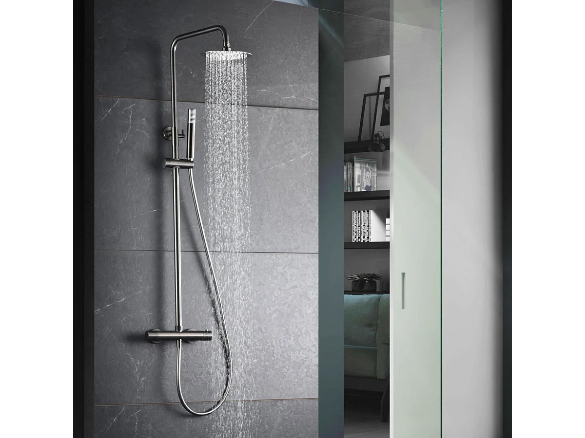 Colonne de Douche Thermostatique Anti-Calcaire Black Gun Métal IMEX MONZA BTM039/BGM