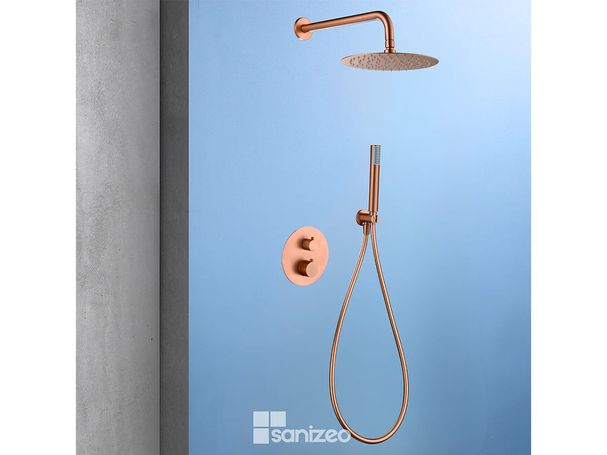 Colonne de Douche Encastrée Thermostatique  Anti-Calcaire Or Rose Cuivré GENOVA GTG053/ORC