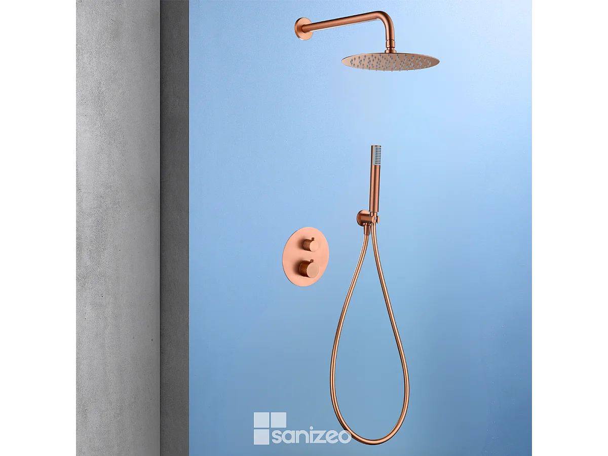 Colonne de Douche Encastrée Thermostatique  Anti-Calcaire Or Rose Cuivré GENOVA GTG053/ORC