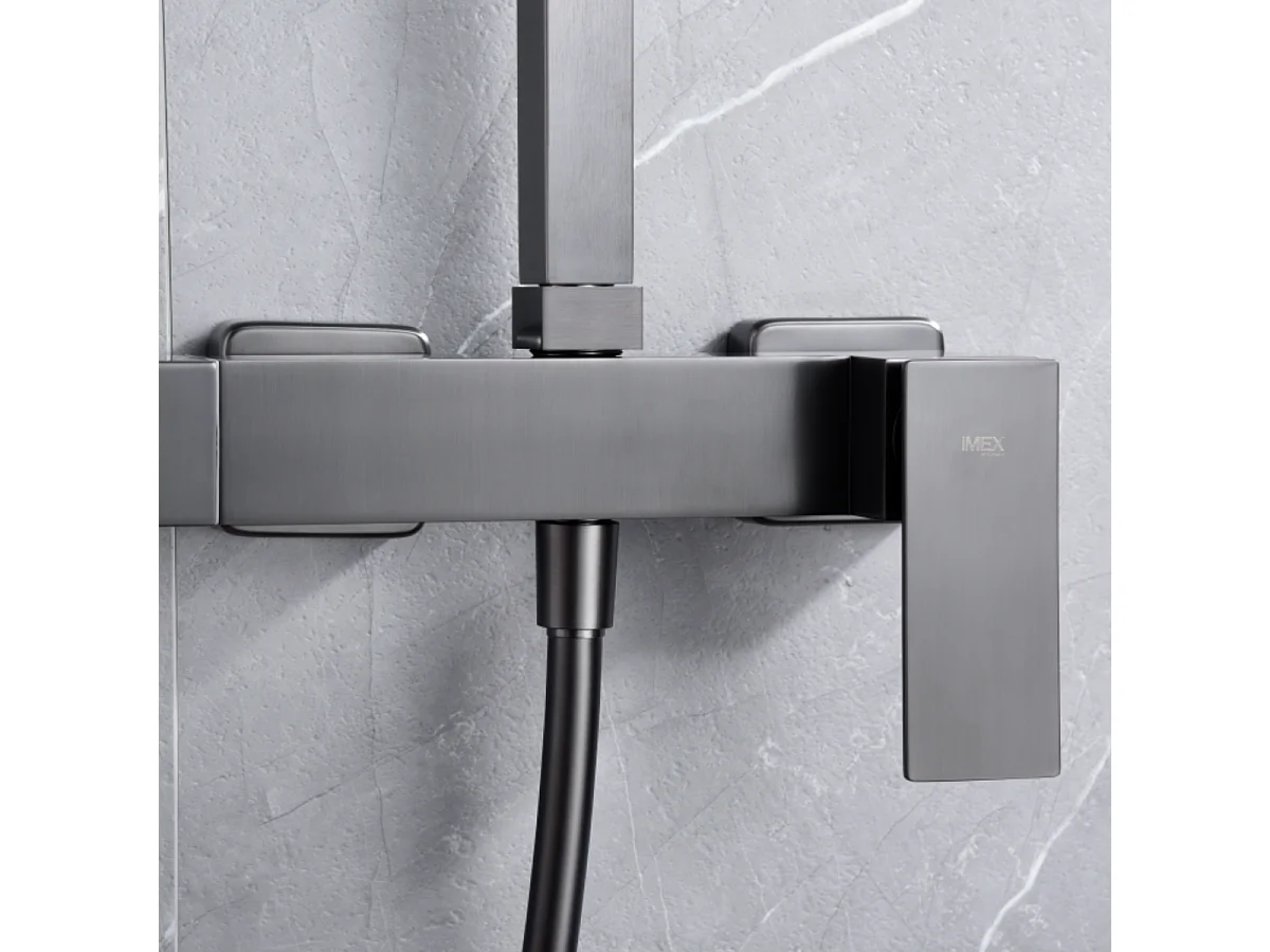 Colonne de Douche noir métal anti-calcaire - Design Moderne et Économie d'eau - Kit Complet PISA IMEX