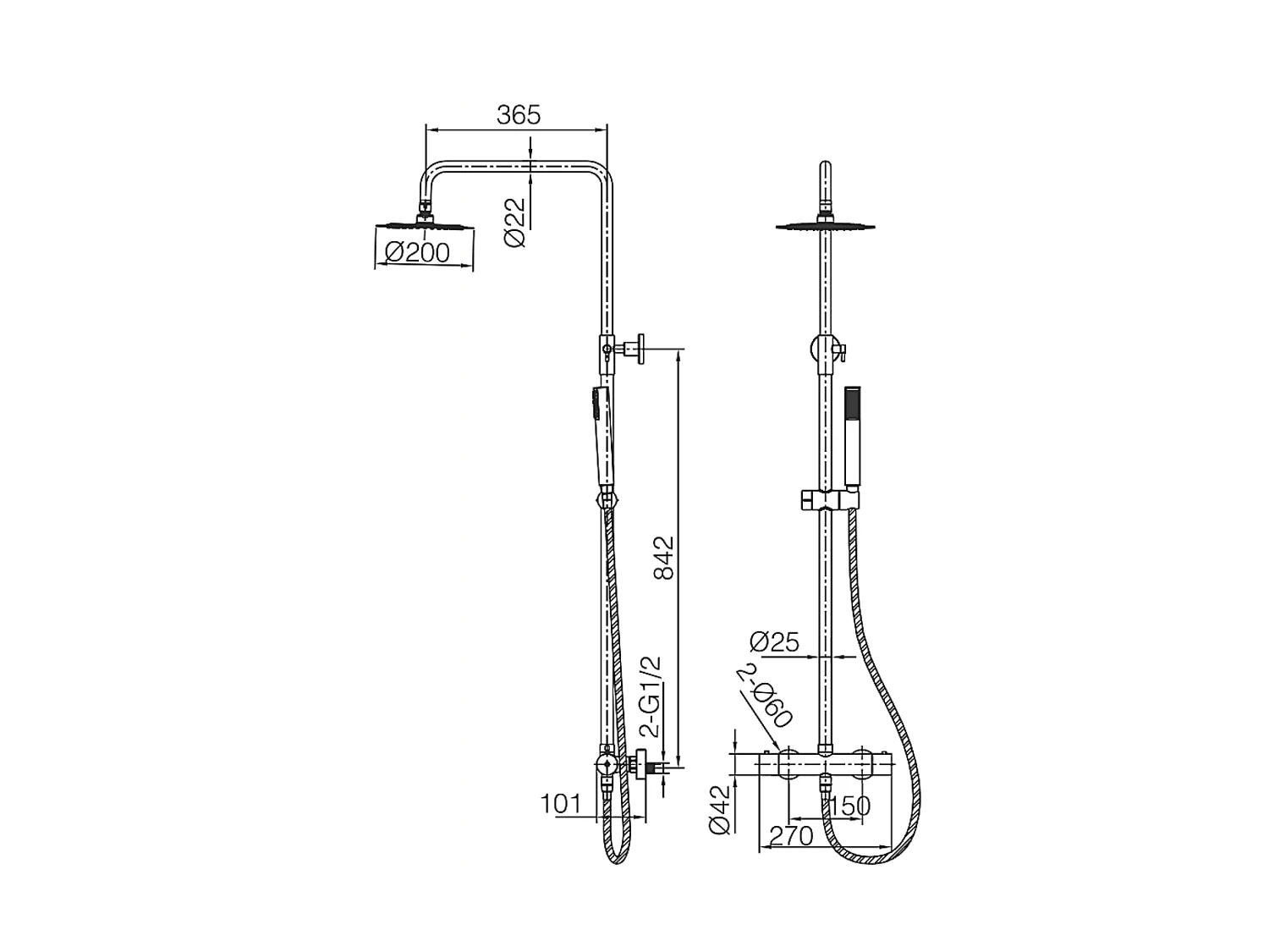 Colonne de Douche avec Mitigeur Thermostatique chromé anti-calcaire - Design Moderne - GENOVA IMEX