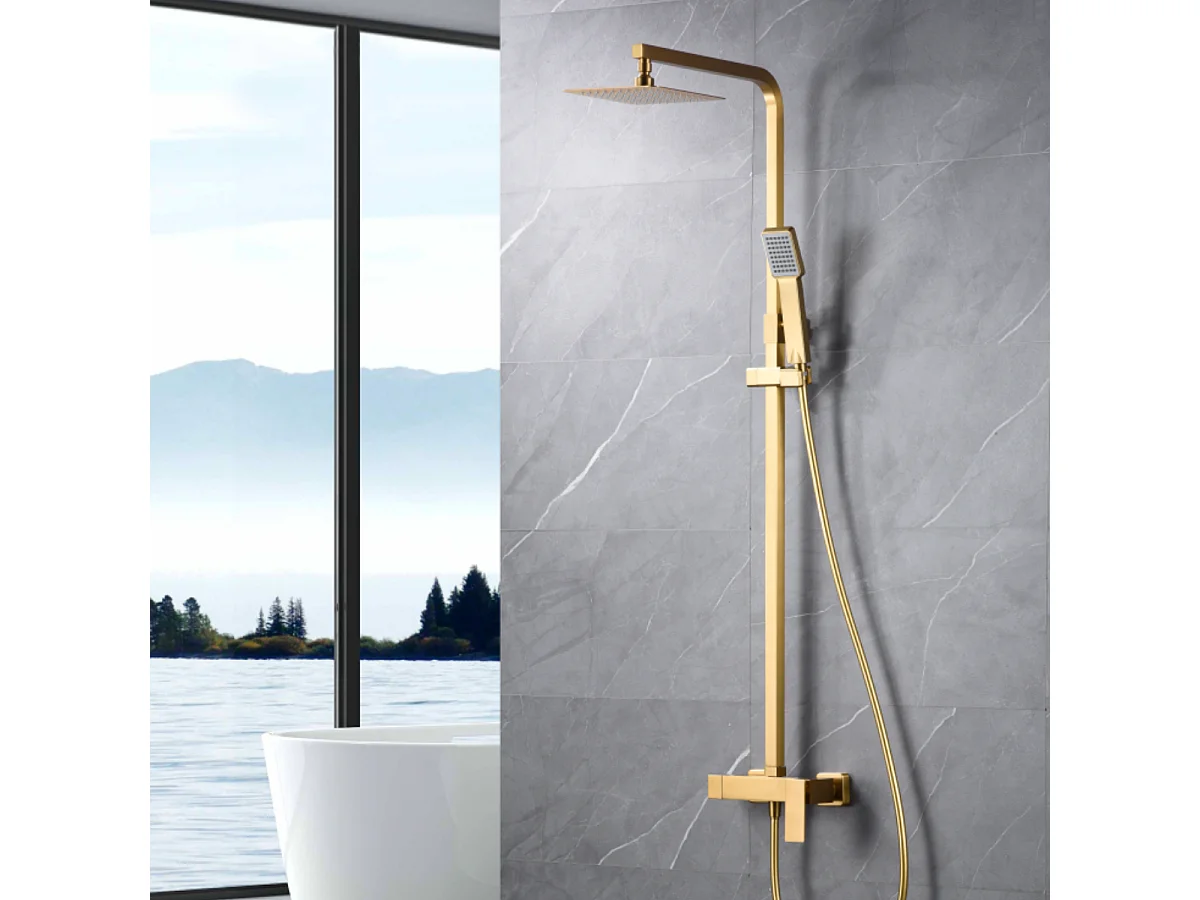 Colonne de Douche or brossé anti-calcaire - Design Moderne et Économie d'eau - Kit Complet PISA IMEX