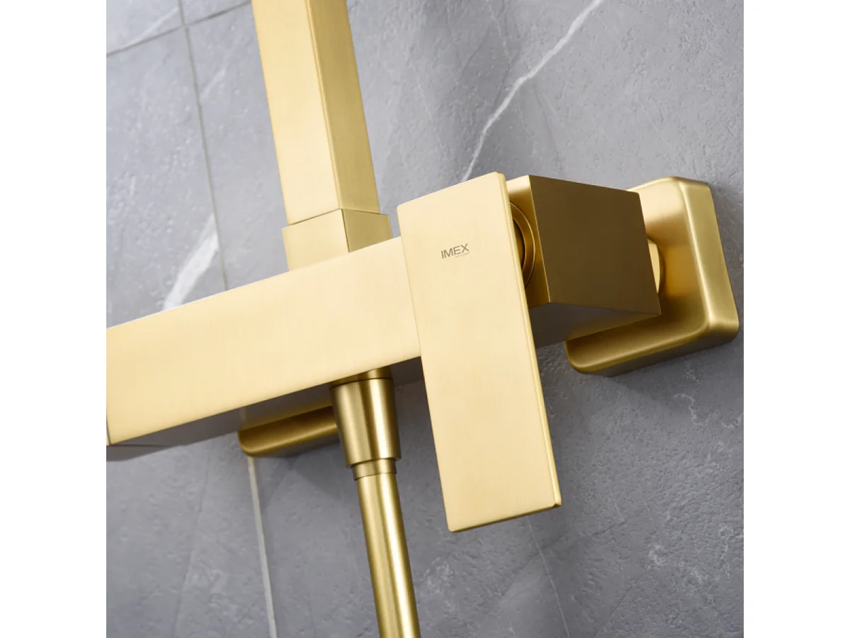 Colonne de Douche or brossé anti-calcaire - Design Moderne et Économie d'eau - Kit Complet PISA IMEX