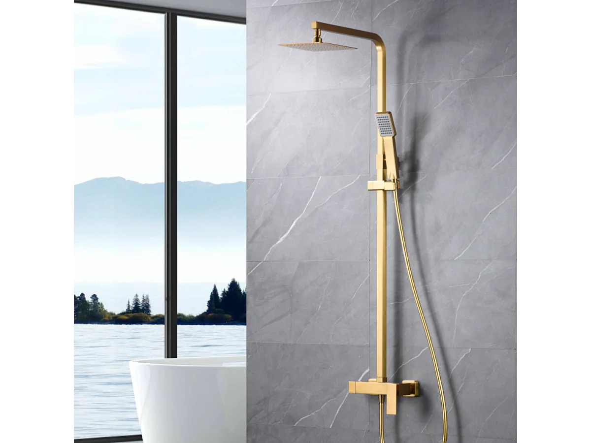 Colonne de Douche or brossé anti-calcaire - Design Moderne et Économie d'eau - Kit Complet PISA IMEX