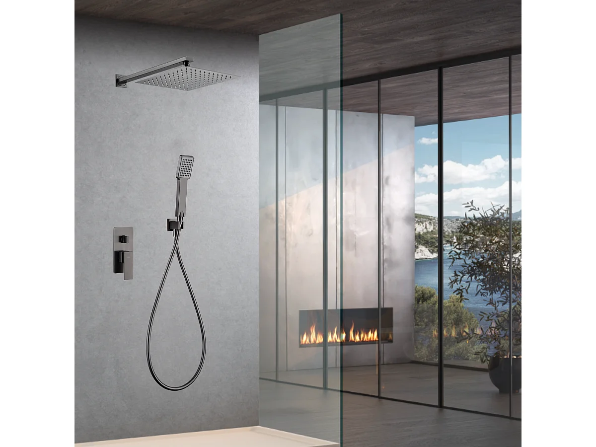 Colonne de Douche Encastrée noir métal anti-calcaire - Design Moderne et Économie d'eau - Kit Complet PISA IMEX