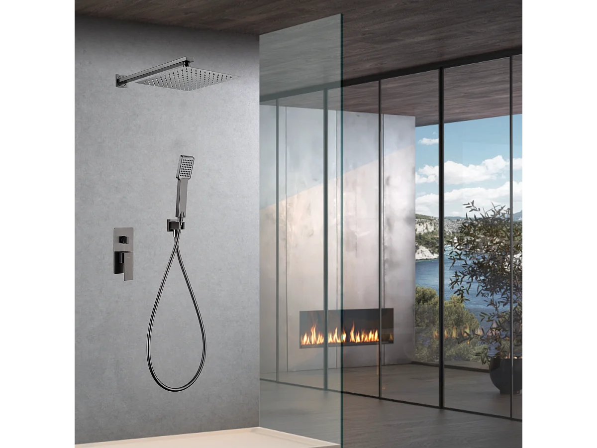 Colonne de Douche Encastrée noir métal anti-calcaire - Design Moderne et Économie d'eau - Kit Complet PISA IMEX