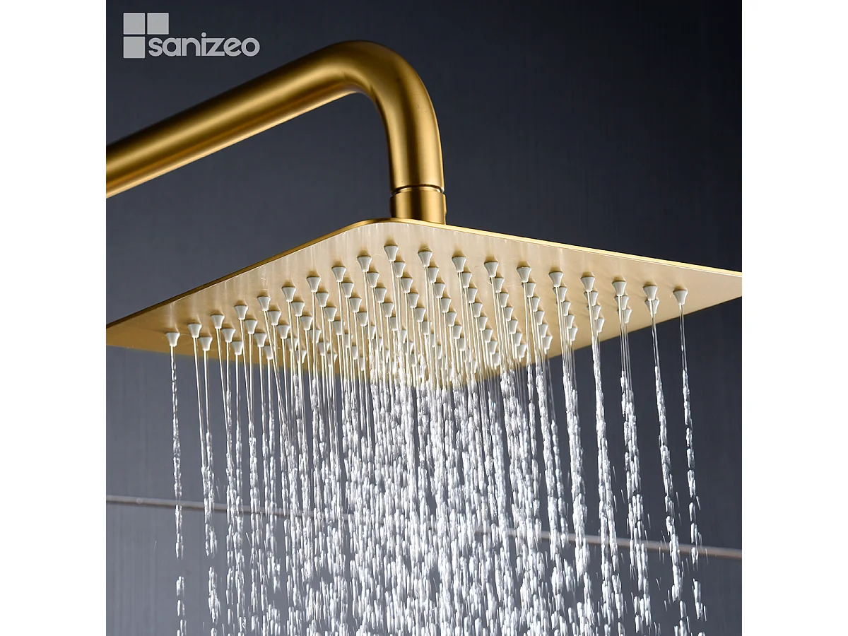 Colonne de Douche avec Mitigeur Thermostatique or brossé anti-calcaire - Design Moderne - ART IMEX