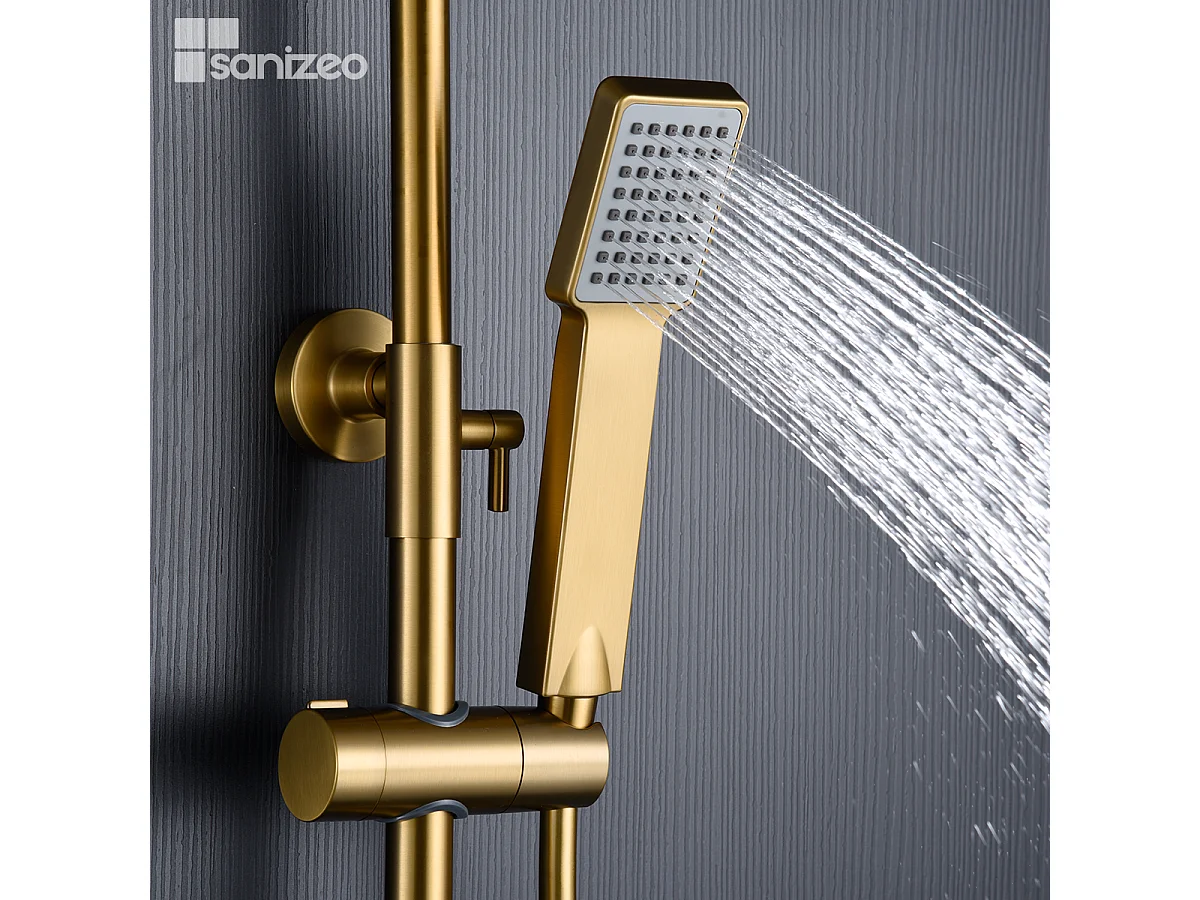 Colonne de Douche avec Mitigeur Thermostatique or brossé anti-calcaire - Design Moderne - ART IMEX