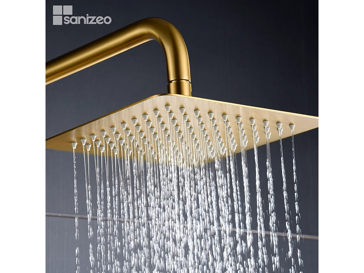 Colonne de Douche avec Mitigeur Thermostatique or brossé anti-calcaire - Design Moderne - ART IMEX