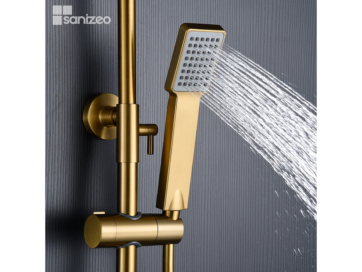 Colonne de Douche avec Mitigeur Thermostatique or brossé anti-calcaire - Design Moderne - ART IMEX