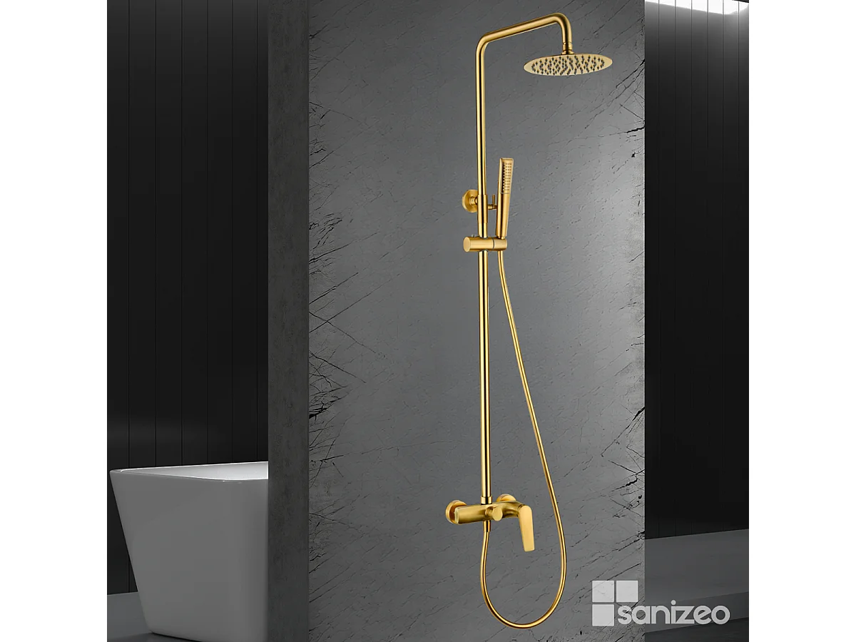 Colonne de Douche or brossé anti-calcaire - Design Moderne et Économie d'eau - Kit Complet DELOS IMEX