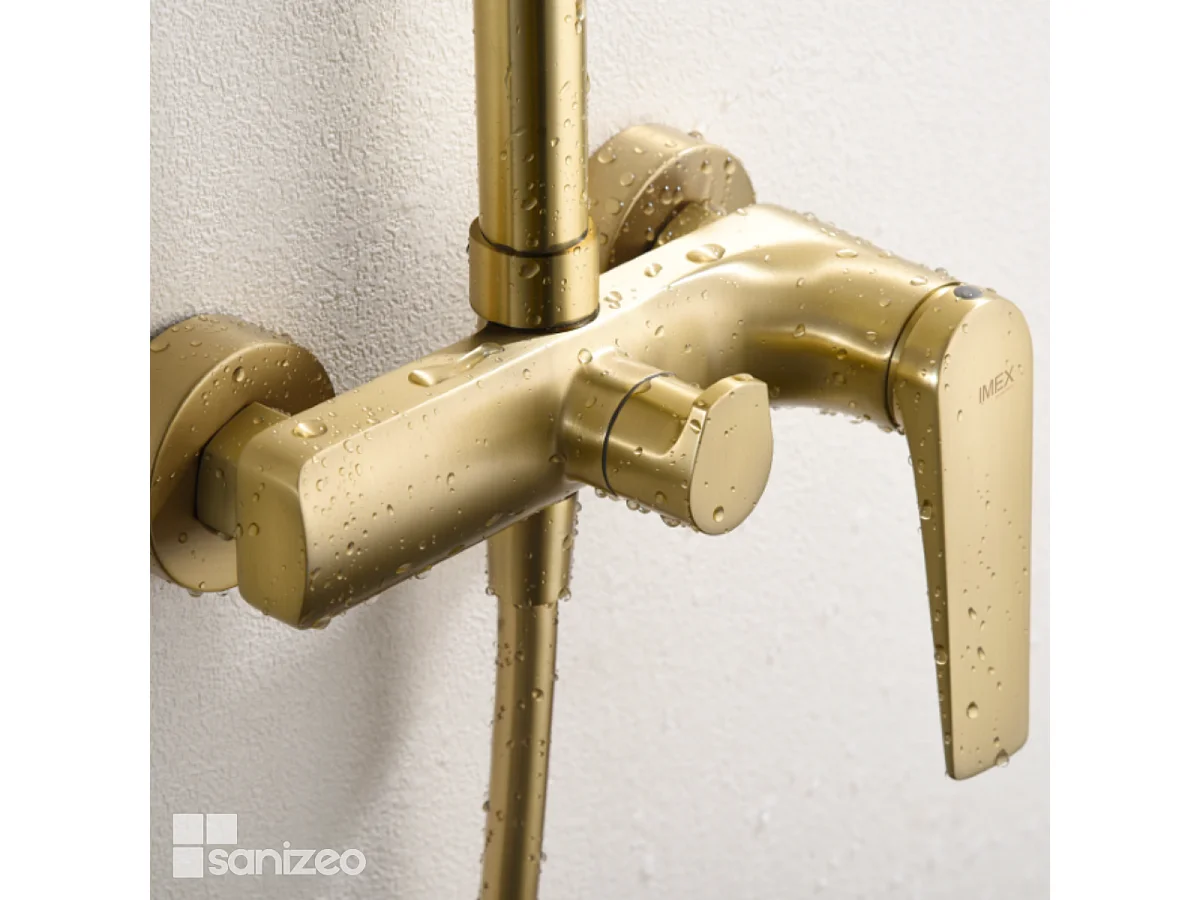 Colonne de Douche or brossé anti-calcaire - Design Moderne et Économie d'eau - Kit Complet DELOS IMEX