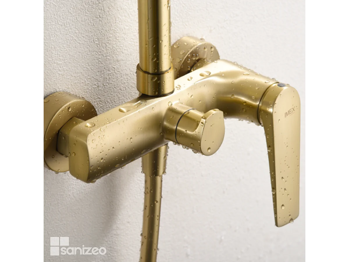 Colonne de Douche or brossé anti-calcaire - Design Moderne et Économie d'eau - Kit Complet DELOS IMEX