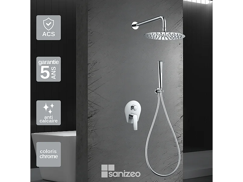 Colonne de Douche Encastrée chromé anti-calcaire - Design Moderne et Économie d'eau - Kit Complet DELOS IMEX