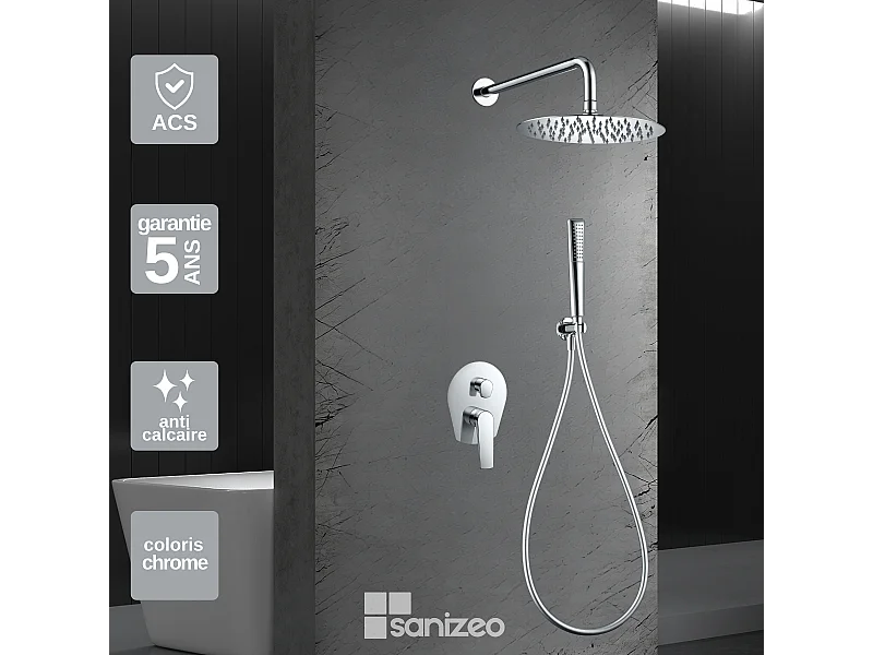 Colonne de Douche Encastrée chromé anti-calcaire - Design Moderne et Économie d'eau - Kit Complet DELOS IMEX