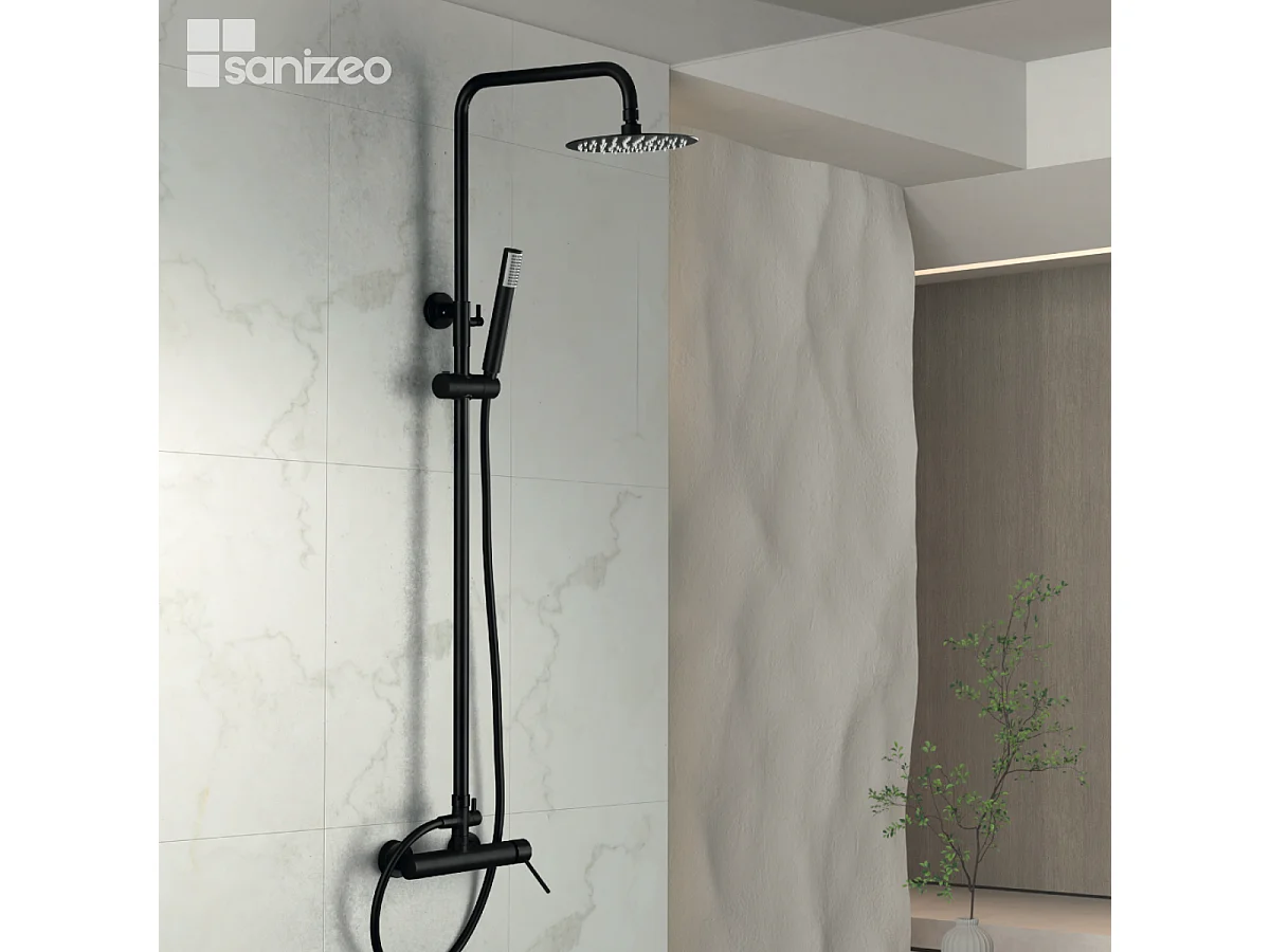 Colonne de Douche Anti-Calcaire Noir Mat MILOS STICK BDYS045/NG