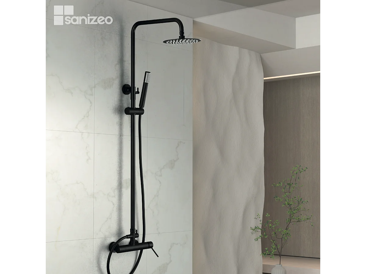 Colonne de Douche Anti-Calcaire Noir Mat MILOS STICK BDYS045/NG