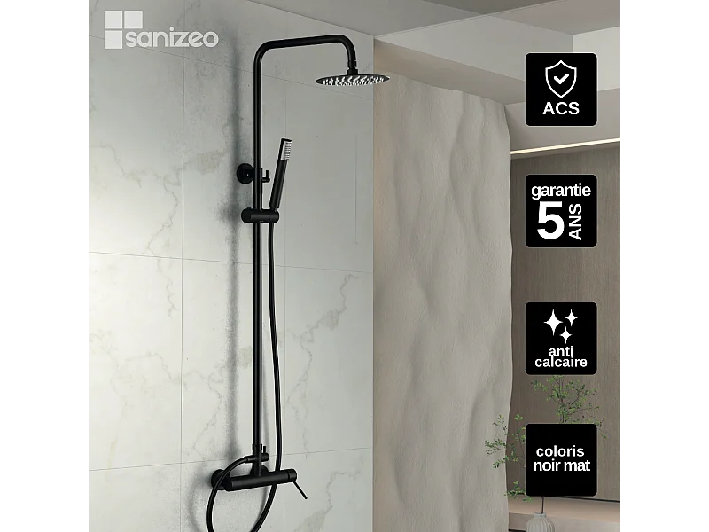 Colonne de Douche Anti-Calcaire Noir Mat MILOS STICK BDYS045/NG