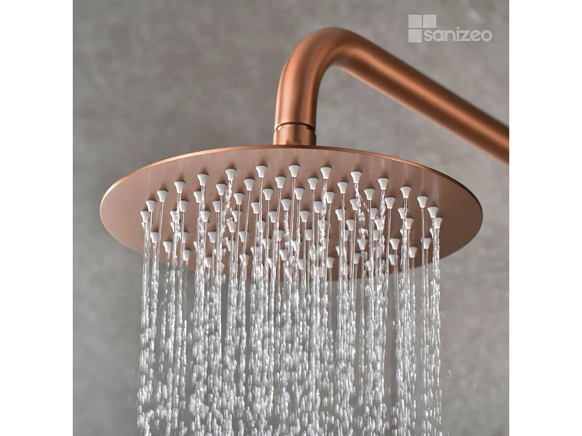 Colonne de Douche Encastrée avec Mitigeur Thermostatique or rose cuivré anti-calcaire - Design Moderne - TIBET IMEX