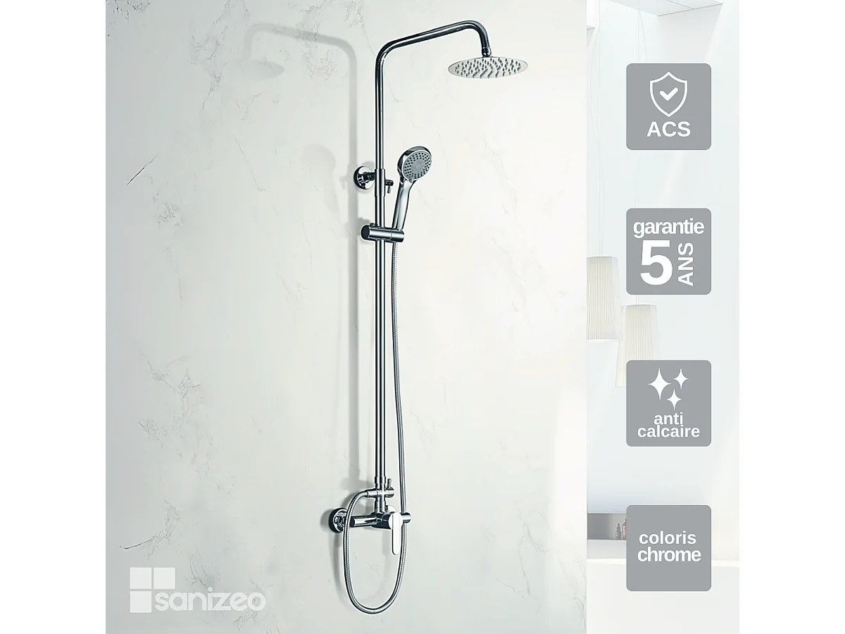 Colonne de Douche chromé anti-calcaire - Design Moderne et Économie d'eau - Kit Complet ROMA IMEX