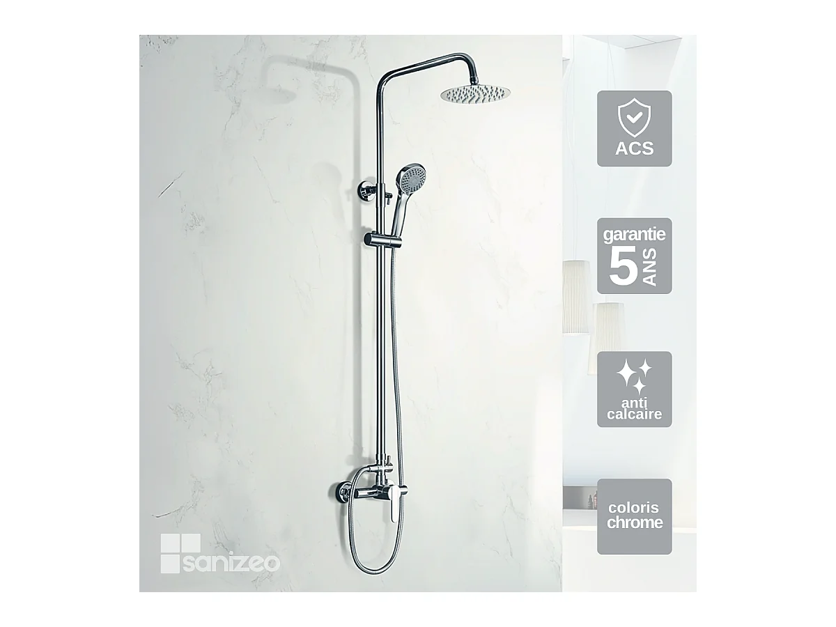 Colonne de Douche chromé anti-calcaire - Design Moderne et Économie d'eau - Kit Complet ROMA IMEX