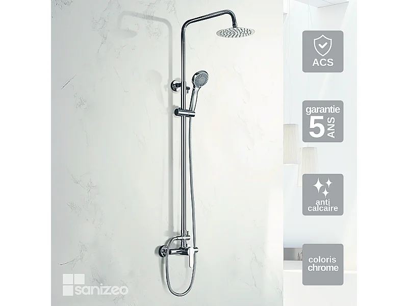 Colonne de Douche chromé anti-calcaire - Design Moderne et Économie d'eau - Kit Complet ROMA IMEX