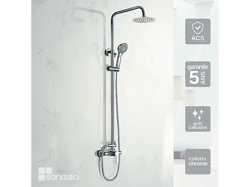 Colonne de Douche chromé anti-calcaire - Design Moderne et Économie d'eau - Kit Complet ROMA IMEX