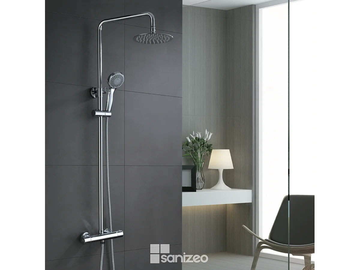 Colonne de Douche avec Mitigeur Thermostatique chromé anti-calcaire - Design Moderne - KENT IMEX