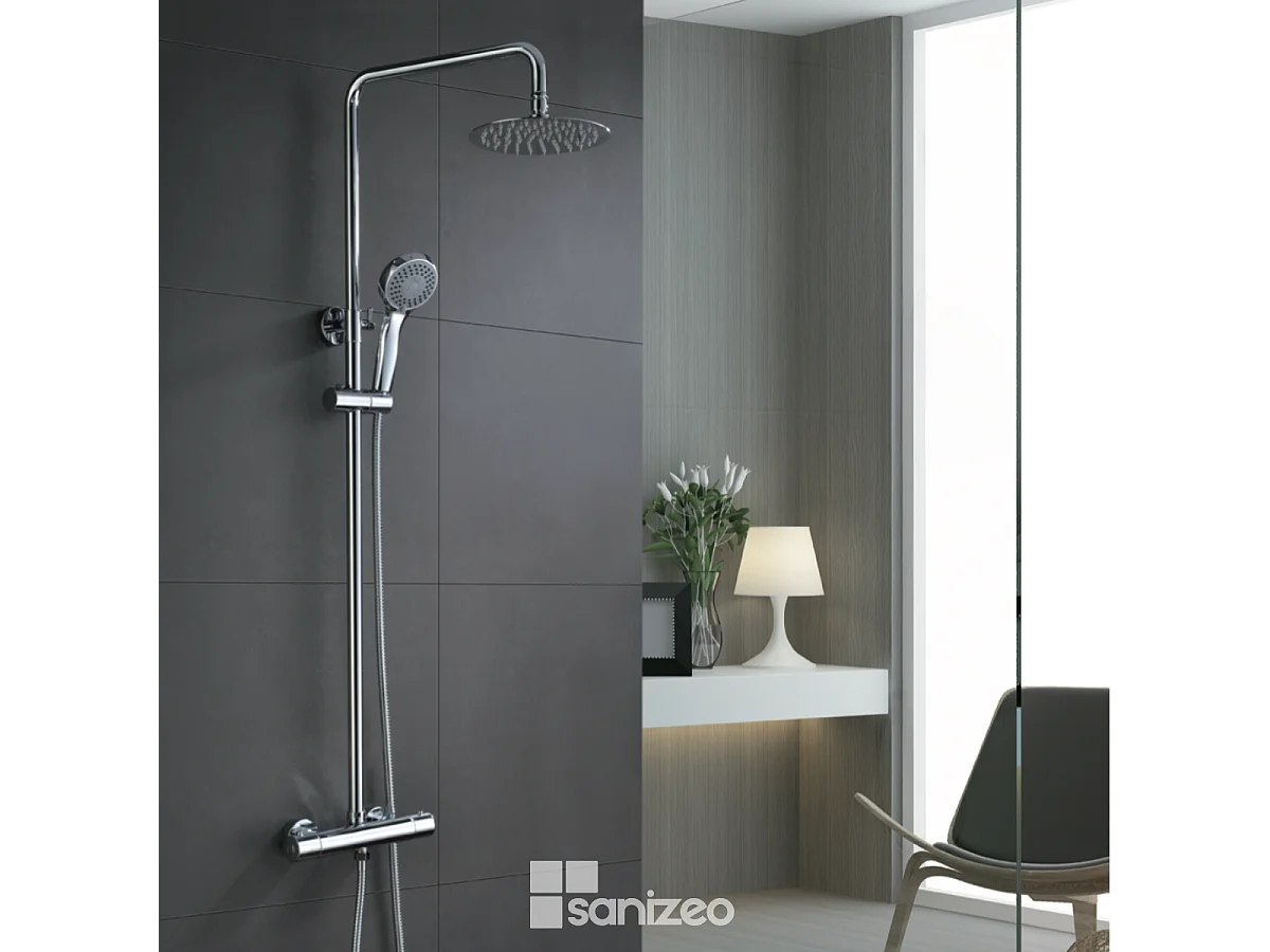 Colonne de Douche avec Mitigeur Thermostatique chromé anti-calcaire - Design Moderne - KENT IMEX