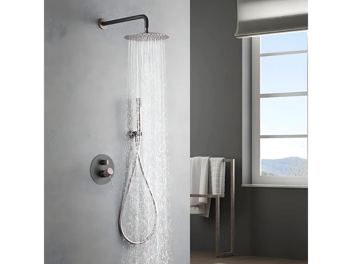 Colonne de Douche Encastrée gris/champagne mat anti-calcaire - Design Moderne et Économie d'eau - Kit Complet LINE IMEX