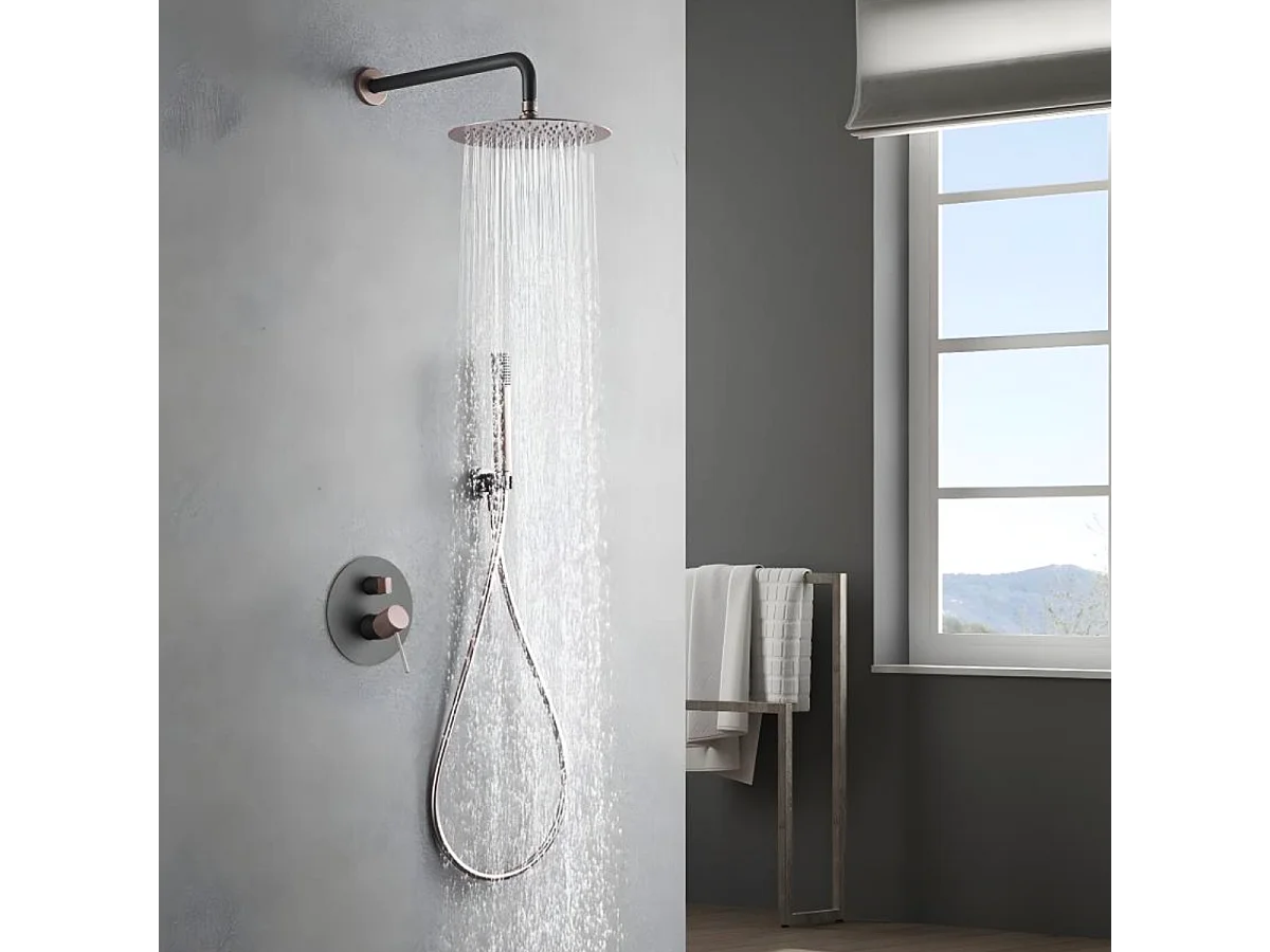 Colonne de Douche Encastrée gris/champagne mat anti-calcaire - Design Moderne et Économie d'eau - Kit Complet LINE IMEX