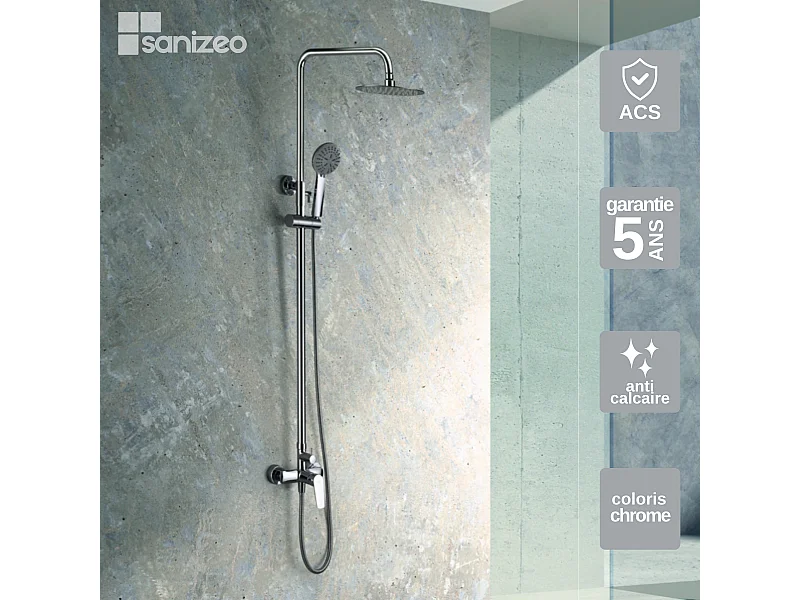 Colonne de Douche chromé anti-calcaire - Design Moderne et Économie d'eau - Kit Complet BELGICA IMEX