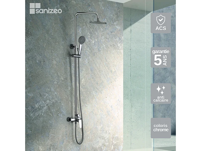 Colonne de Douche chromé anti-calcaire - Design Moderne et Économie d'eau - Kit Complet BELGICA IMEX