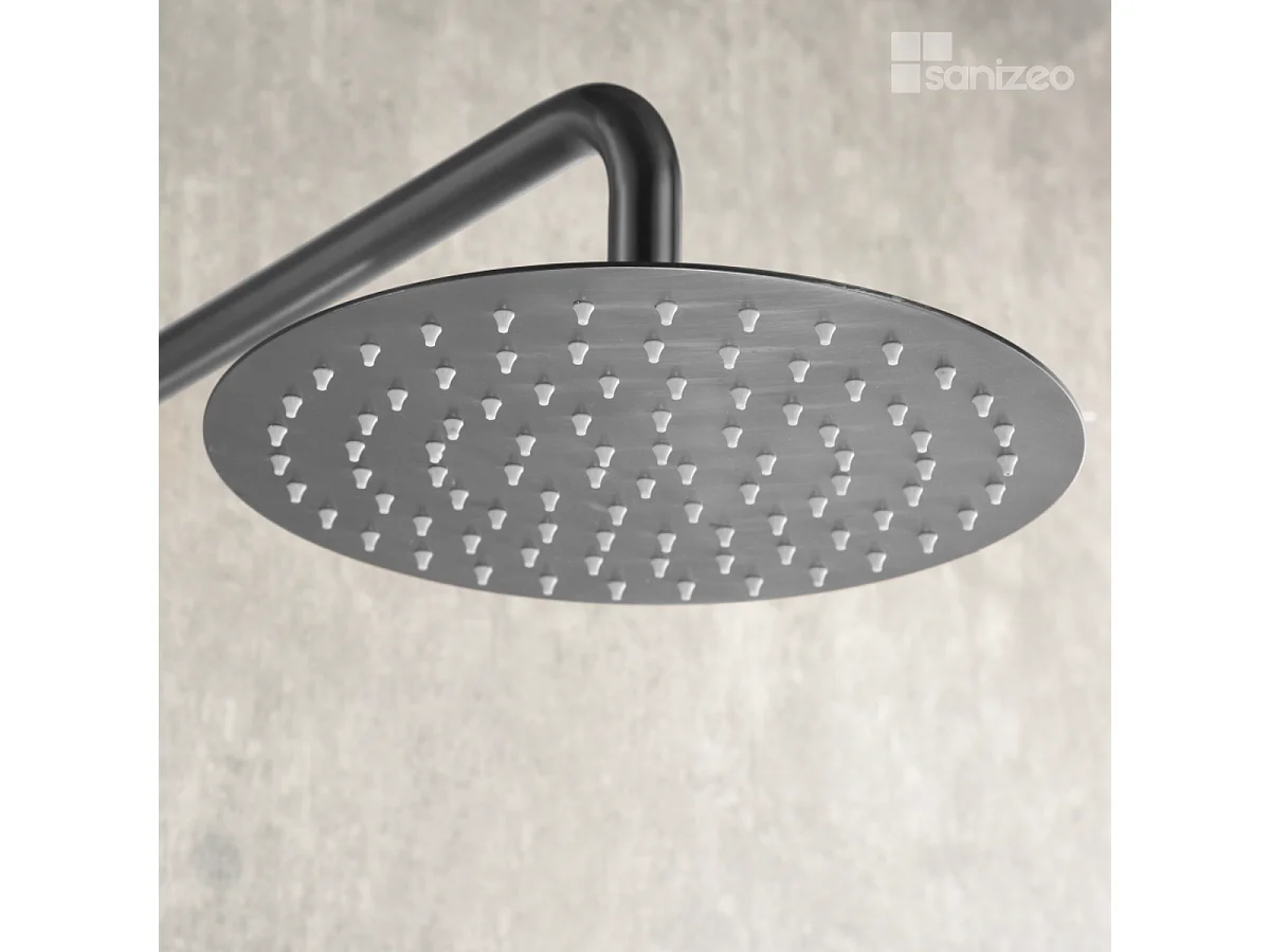 Colonne de Douche Encastrée avec Mitigeur Thermostatique noir métal anti-calcaire - Design Moderne - TIBET IMEX