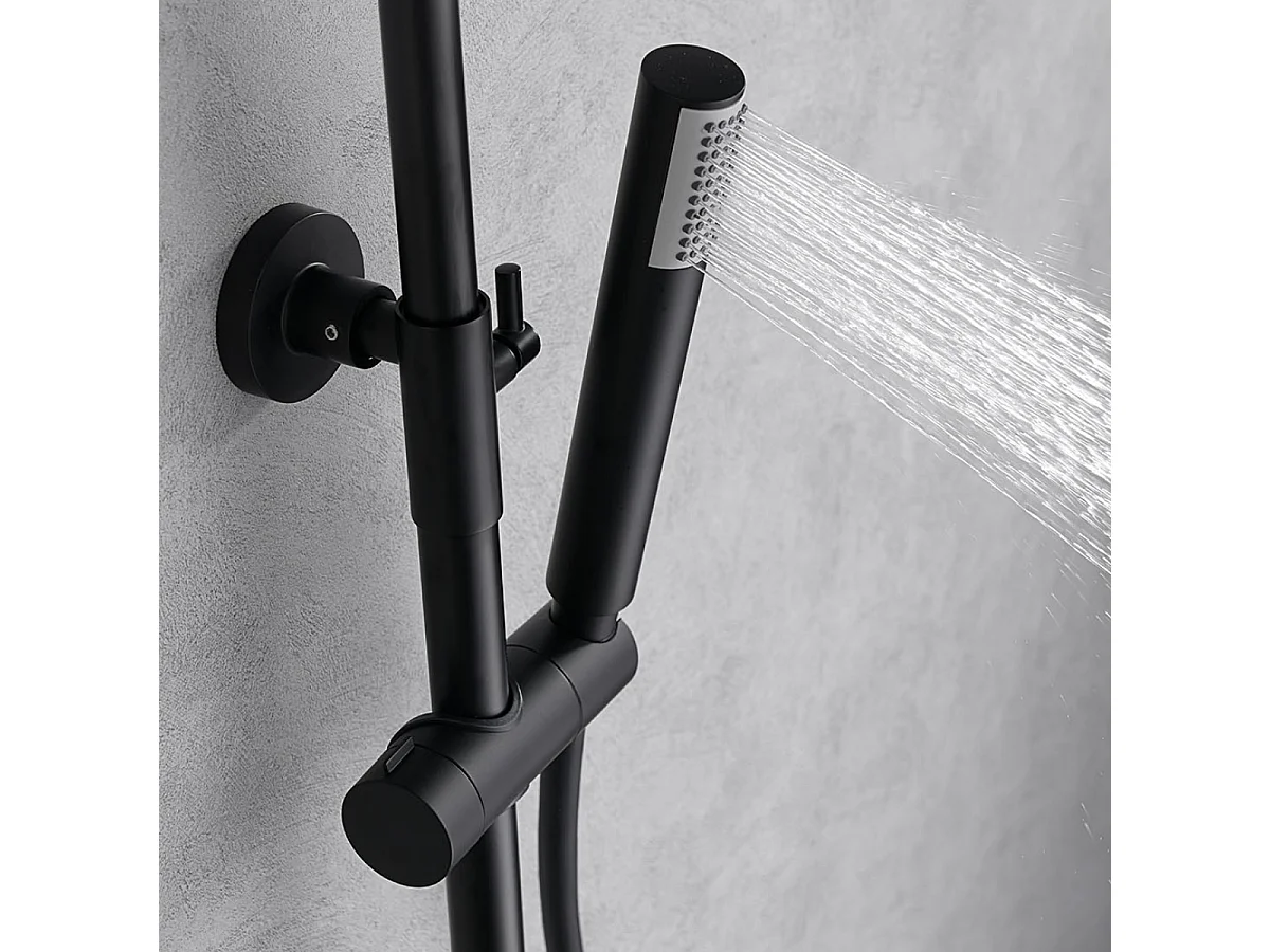 Colonne de Douche et Baignoire Thermostatique noir mat anti-calcaire - Design Moderne - MONZA IMEX