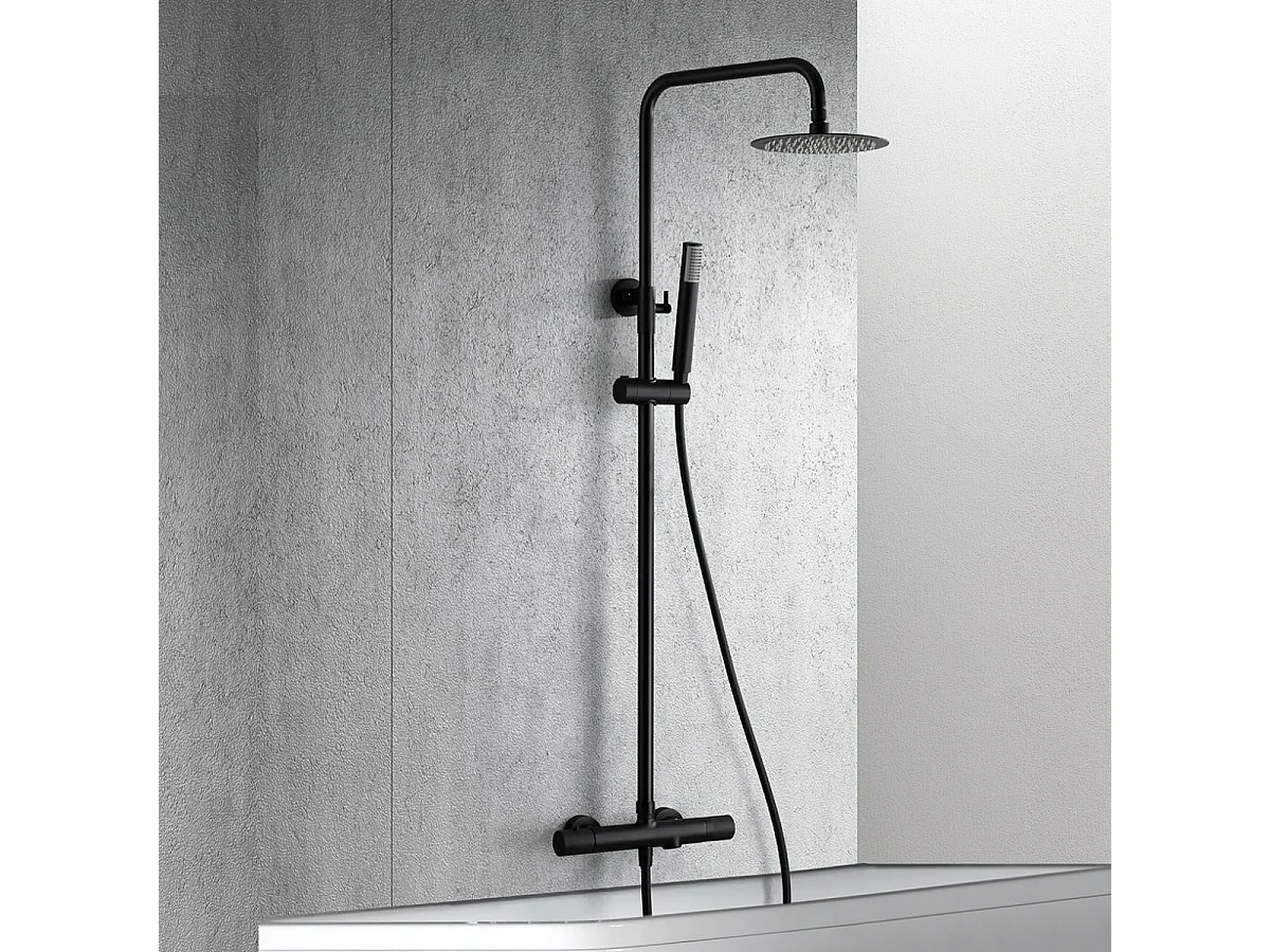 Colonne de Douche et Baignoire Thermostatique noir mat anti-calcaire - Design Moderne - MONZA IMEX