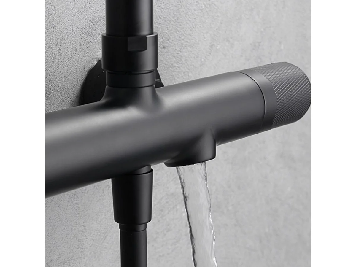 Colonne de Douche et Baignoire Thermostatique noir mat anti-calcaire - Design Moderne - MONZA IMEX