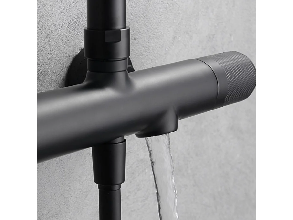 Colonne de Douche et Baignoire Thermostatique noir mat anti-calcaire - Design Moderne - MONZA IMEX