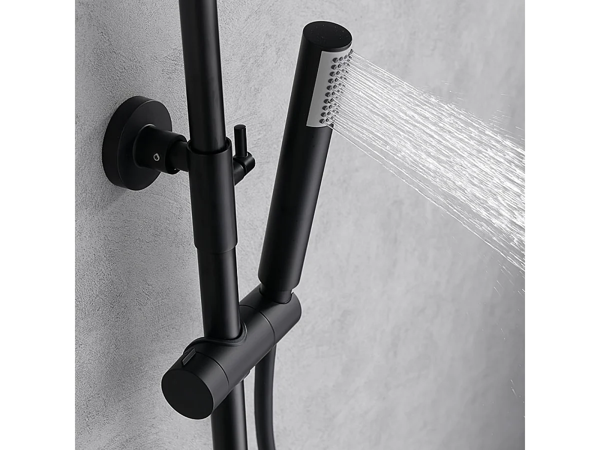 Colonne de Douche et Baignoire Thermostatique noir mat anti-calcaire - Design Moderne - MONZA IMEX