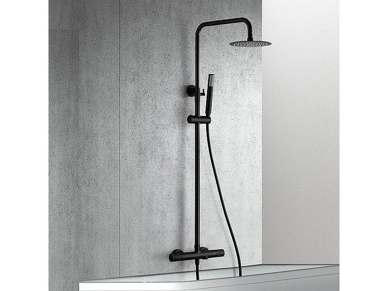 Colonne de Douche et Baignoire Thermostatique noir mat anti-calcaire - Design Moderne - MONZA IMEX