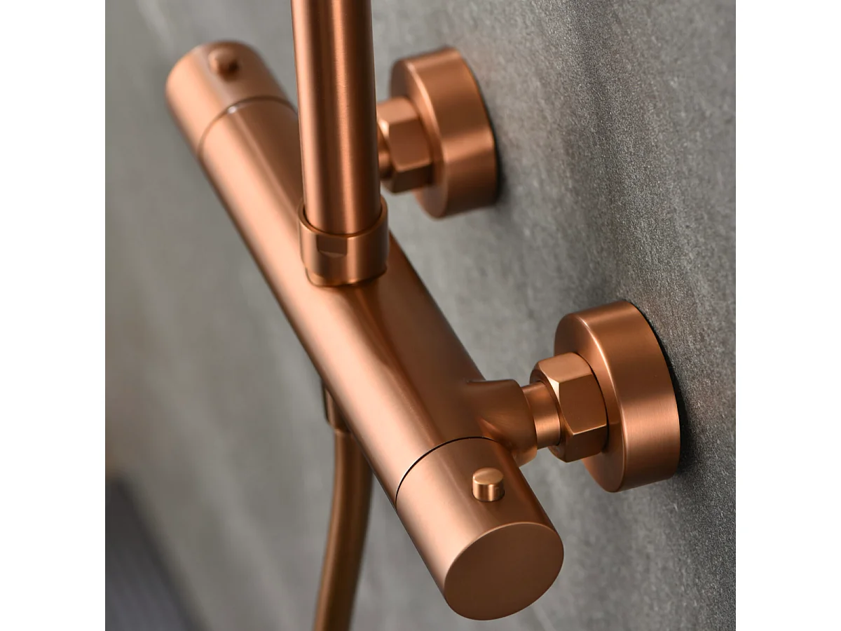 Colonne de Douche Thermostatique Anti-Calcaire Or Rose Cuivré IMEX MONZA BTM039/ORC