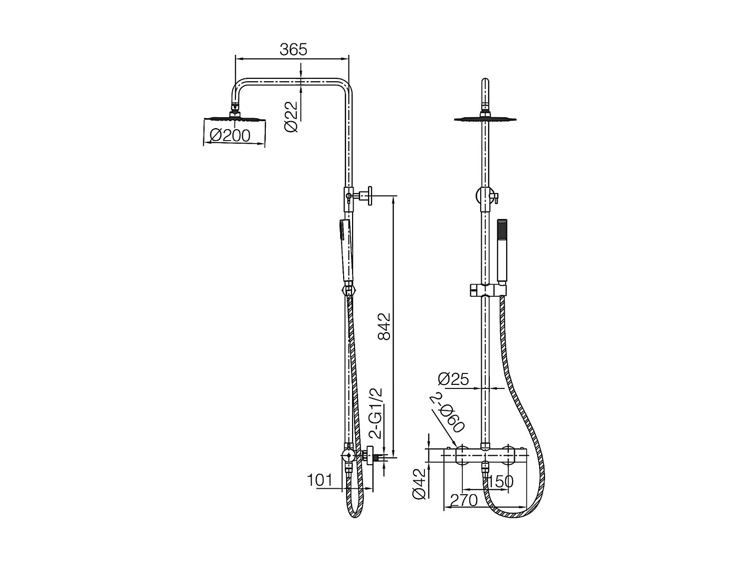 Colonne de Douche Thermostatique Anti-Calcaire Or Rose Cuivré IMEX MONZA BTM039/ORC