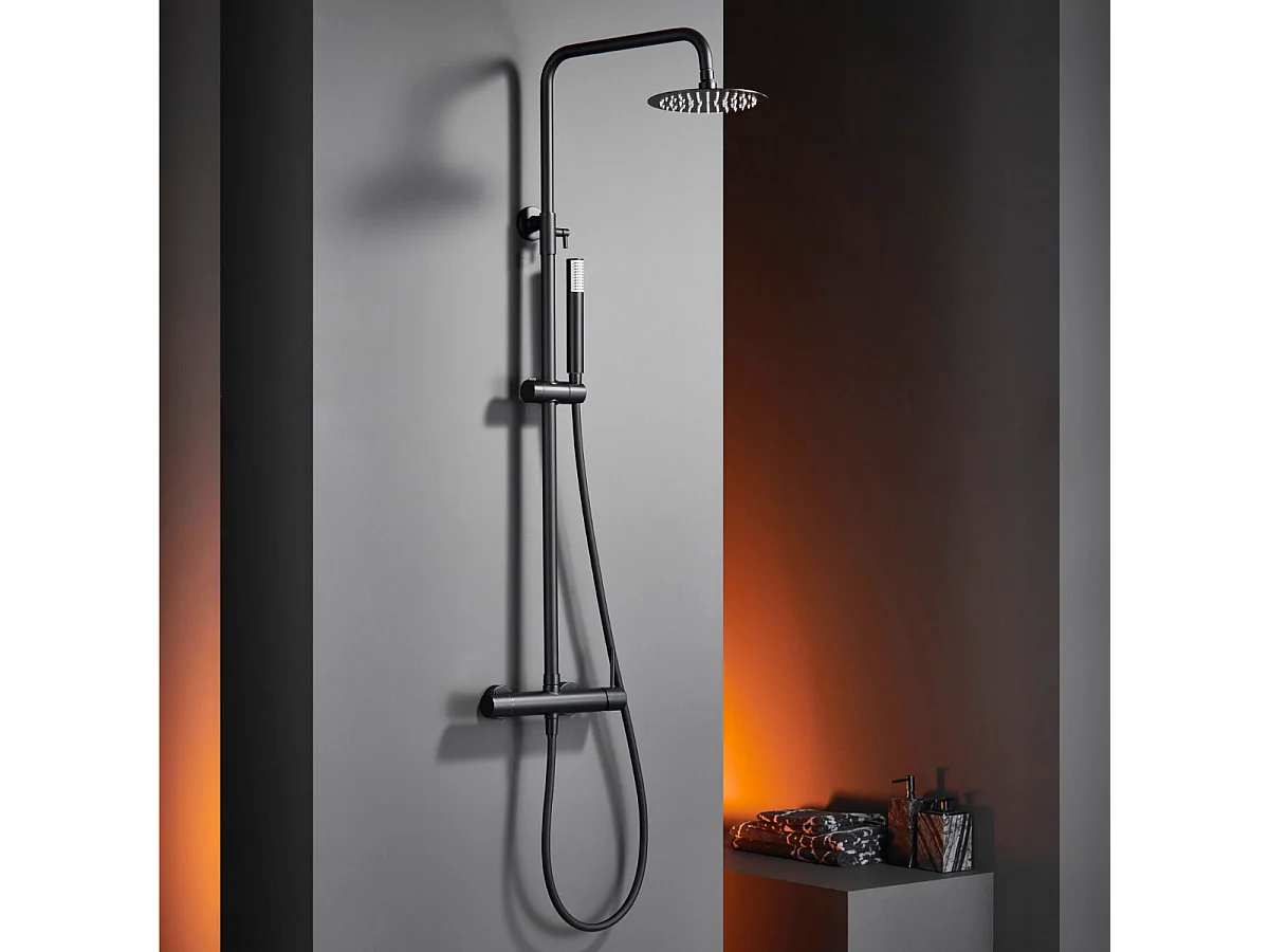 Colonne de Douche Anti-Calcaire Noir Mat IMEX MONZA BDM039/NG