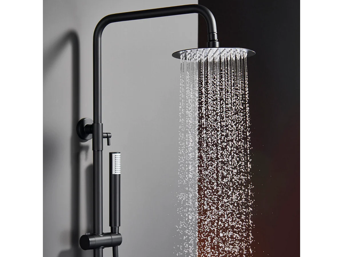 Colonne de Douche Anti-Calcaire Noir Mat IMEX MONZA BDM039/NG