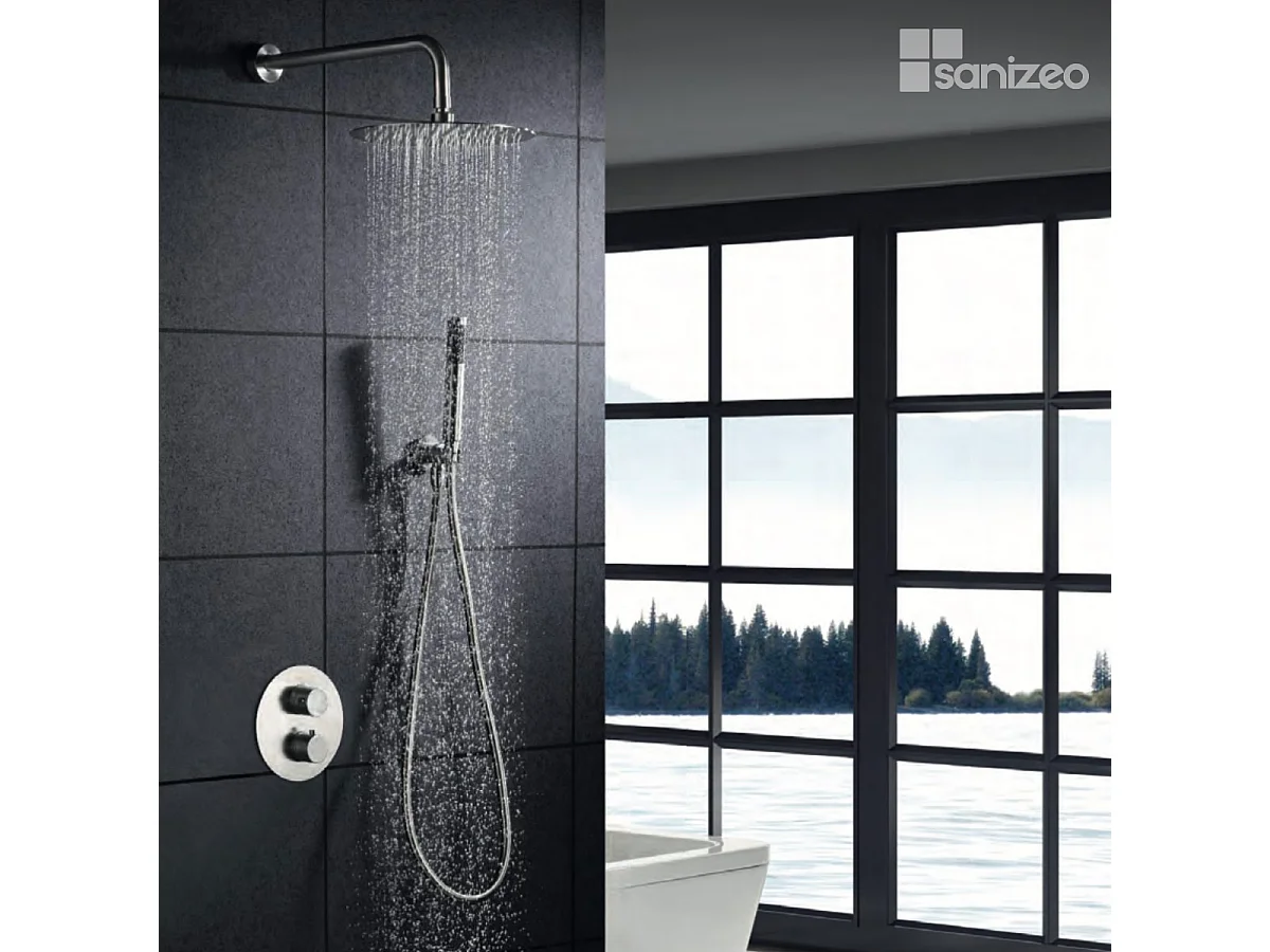 Colonne de Douche Encastrée avec Mitigeur Thermostatique acier inoxydable anti-calcaire - Design Moderne - MOSCU IMEX