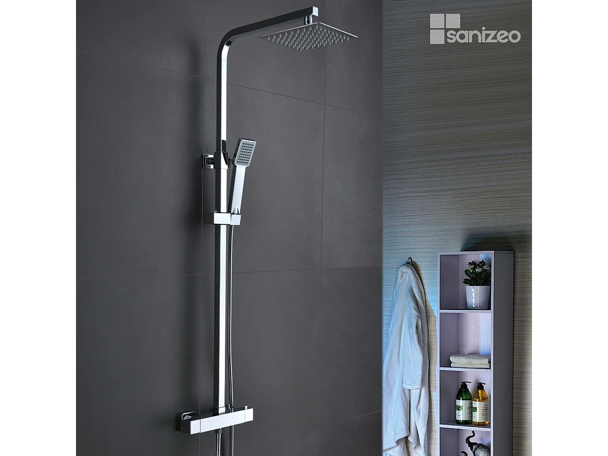 Colonne de Douche avec Mitigeur Thermostatique chromé anti-calcaire - Design Moderne - VIGO IMEX