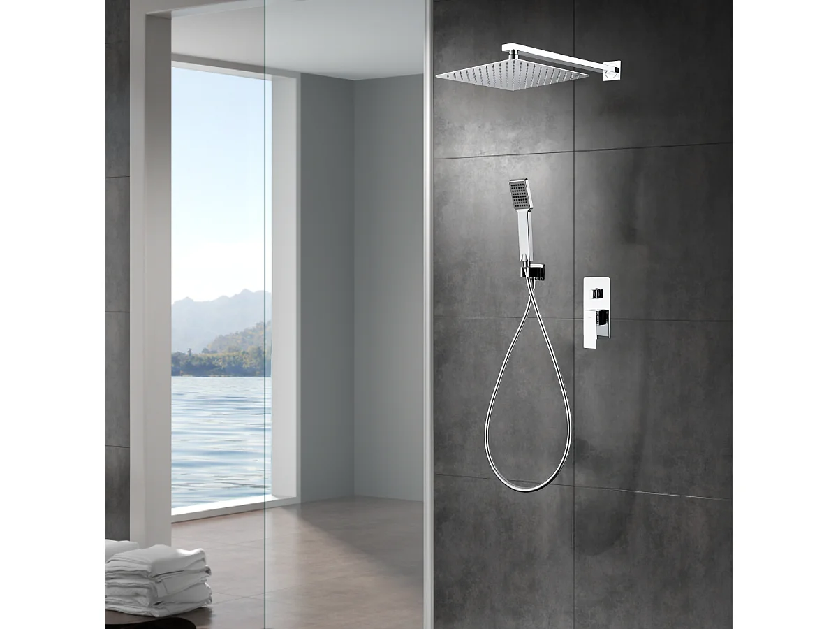 Colonne de Douche Encastrée chromé anti-calcaire - Design Moderne et Économie d'eau - Kit Complet PISA IMEX